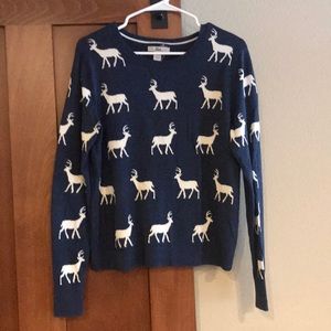BASS- Women’s Deer Print Cotton Sweater. Size L